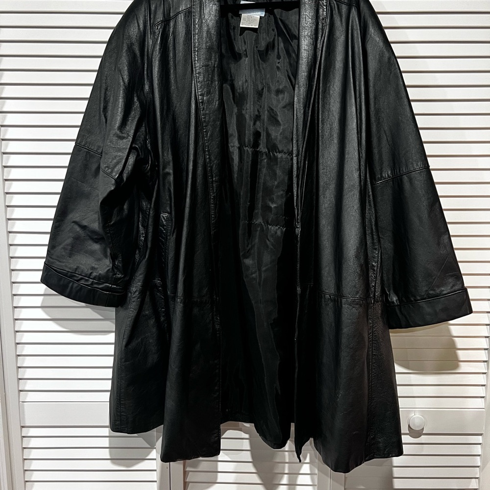 Women's Vintage Plus Size Black Leather Jacket